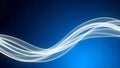 Luminous White Waves on Deep Blue Gradient Background, Abstract Design Royalty Free Stock Photo