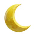 A bright yellow crescent moon with subtle texture isolated on white background Royalty Free Stock Photo