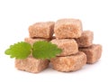 Lump brown cane sugar cubes Royalty Free Stock Photo