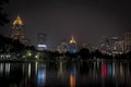 Lumphini park Bangkok downtown city at night