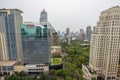 Lumphini Subdistrict,Pathum Wan,Bangkok,Thailand on March 16,2019:Bird eye`s view of Witthayu RoadWireless Road,one of the green Royalty Free Stock Photo