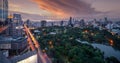 Lumpini Park and Bangkok city Royalty Free Stock Photo