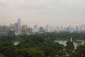 Lumpini Park with skyscrapers, Bangkok city, Thailand Royalty Free Stock Photo