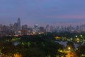 Lumpini Park with skyscrapers, Bangkok city, Thailand Royalty Free Stock Photo