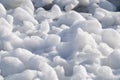 Lumps of snow and ice frazil on the surface of the freezing rive