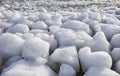 Lumps of snow and ice frazil on the surface of the freezing rive Royalty Free Stock Photo