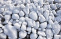 Lumps of snow and ice frazil on the surface of the freezing rive