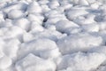 Lumps of snow and ice frazil on the surface of the freezing rive