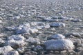 Lumps of snow and ice frazil on the surface of the freezing rive Royalty Free Stock Photo