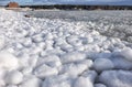 Lumps of snow and ice frazil on the surface of the freezing rive Royalty Free Stock Photo