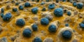 Lumpy Irregular Surface of T-lymphocytes Cell Membrane With HIV Virus Particles Budding away Royalty Free Stock Photo