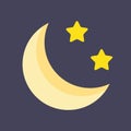 moon and stars. Half moon. Crescent moon. Moon with stars in night sky. Vector illustration. Royalty Free Stock Photo