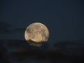 Gran luna llena sobre el cielo de nubes negras