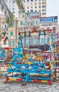 The colored swings in old town of Alexandria, Egypt Royalty Free Stock Photo
