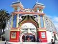 Luna Park is a historic amusement park located on the foreshore of Port Phillip Bay, the image shows the iconic design entrance.