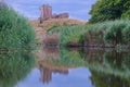 Lunan Bay Castle, Lunan Bay, Scotland, UK in early morning gloominess