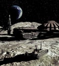 Lunar base and Earthrise