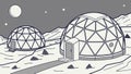 Lunar Base Geodesic Domes Outline, vector design Generative AI Royalty Free Stock Photo