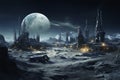 Lunar base, on the surface of the Moon. Generative AI