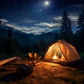 Lunar Comfort: Camping Under the Stars