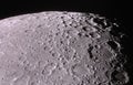 Lunar craters are photographed in kupon plan through the Newton system`s mirror telescope. Mid-range amateur astrophotography to Royalty Free Stock Photo