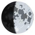 Lunar cycle phase. Half moon realistic surface Royalty Free Stock Photo