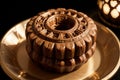 Lunar Delights A Captivating Macro Shot of a Traditional Mooncake.AI Generated