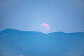 Lunar Eclipse, Moon rising behind a mountain