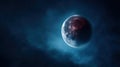 Lunar Eclipse with Mysterious Red Hue in Night Sky, AI Royalty Free Stock Photo