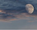 Lunar eclipse whit clouds in blue hour Royalty Free Stock Photo