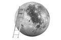 Lunar exploration, Moon with ladder. 3D rendering