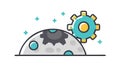Lunar Industrialization Gears on Moon Landscape, vector design Generative AI Royalty Free Stock Photo