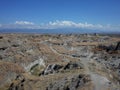 The Lunar landscape of Los Hoyos, the Grey Desert, part of Colombia`s Tatacoa Desert. The area is an ancient dried forest and pop