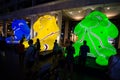 Lunar Lantern `Three wise monkeys` is zodiac symbol of monkey will be illuminated from dusk at Circular Quay by Artist Laurens Tan