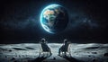 lunar lounging as earthrise captivates in cosmic silence Royalty Free Stock Photo