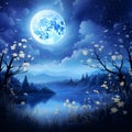 Lunar Lullaby: Embracing the Gentle Moonbeams and Tranquil Night Sky, a Soothing and Peaceful Celestial Cradle of Dreams