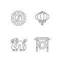 Lunar New Year attributes linear icons set