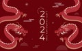 Lunar new year background, banner, Chinese New Year 2024 , Year of the Dragon. Traditional minimalist modern style