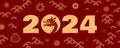 2024 Lunar New Year dragon design, gold on red