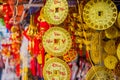 Lunar new year lucky decoration objects. words mean best wishes and good luck for the coming vietnamese new year Royalty Free Stock Photo