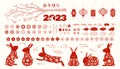 2023 Lunar New Year rabbits, design elements set