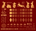 2023 Lunar New Year rabbits, design elements set