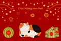 2023 Lunar New Year Tet cute cat, rice cakes