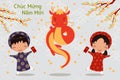 2024 Vietnamese New Year Tet cute dragon design