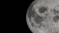 Moon against the background of space with illuminated craters and lunar soil