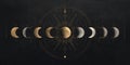 Lunar Phases Celestial Cycle Art Print Royalty Free Stock Photo