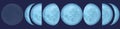 Lunar phases - chart with the contrary phases of the moon observed from the southern hemisphere of planet earth.