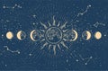 Lunar phases and moon eclipse, mystical moon in space, astrology and horoscope background, oneiromancy Royalty Free Stock Photo