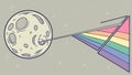 Lunar Prism Moon with Rainbow Light Spectrum, vector design Generative AI Royalty Free Stock Photo