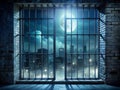 Lunar Prison A Glimmering Cellblock in a Misty Metropolis A Symbol of Confinement and Hidden Secrets